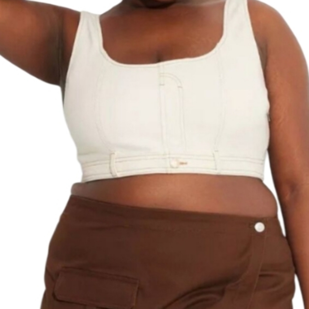 CREAM DENIM CROP TOP SZ XXL NWT